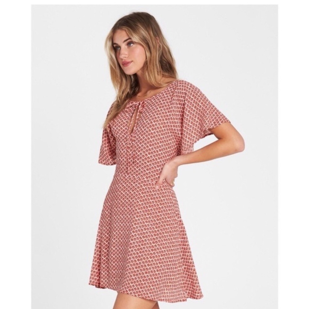 Billabong red/white patterned A line dress